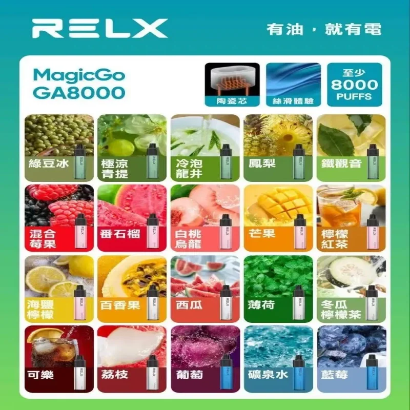 RELX GA 8000 拋棄式｜雙模式切換 8000 口極致口感 | 免充電